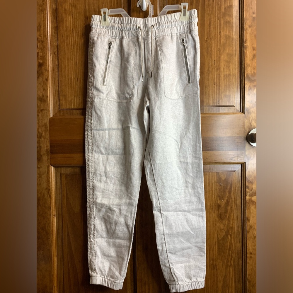 Women’s Athleta Cabo Linen Jogger micro cheetah beige size 2
